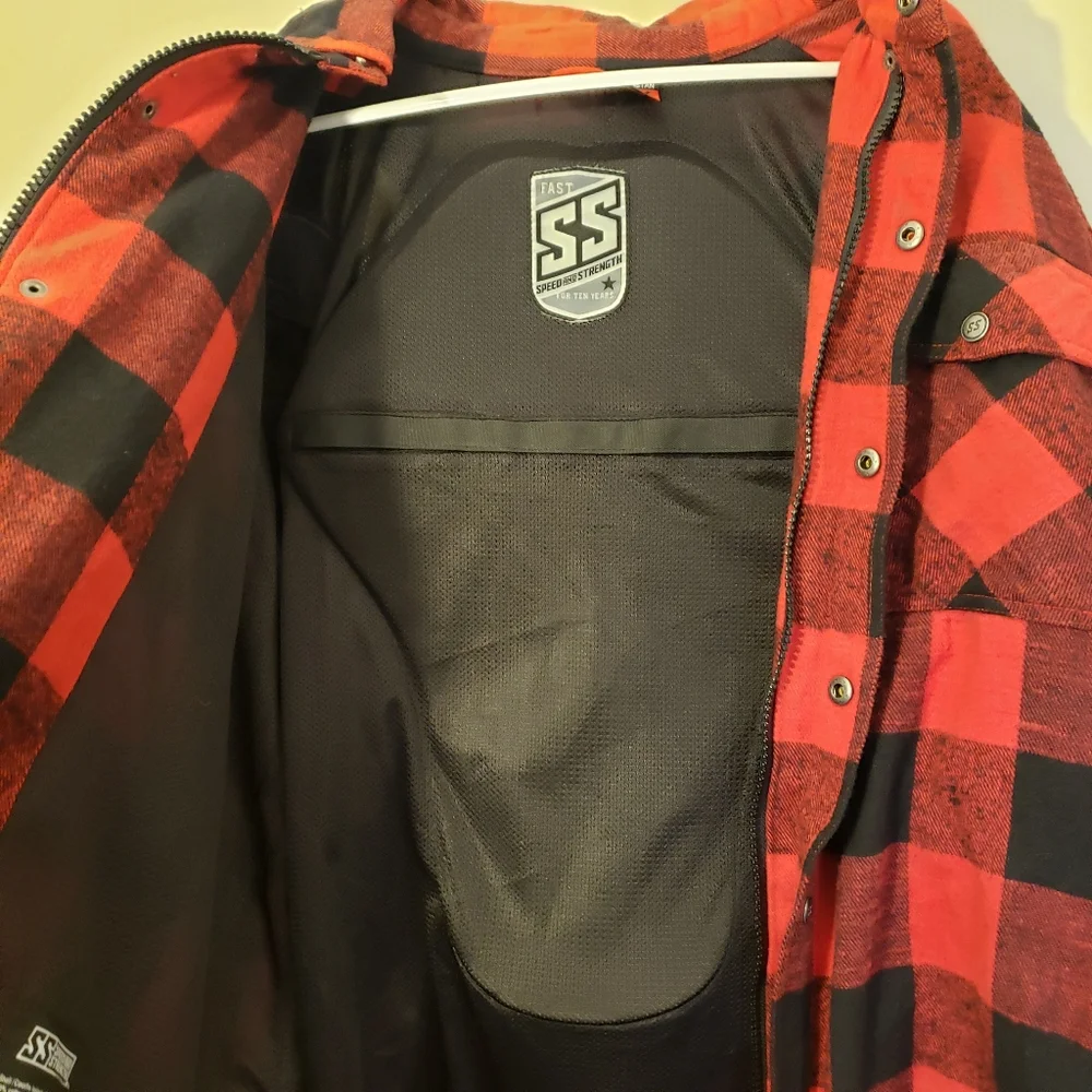 Women's Armoured Motorcycle Riding Shirt Red Flannel 2X Speed & Strength - Picture 8 of 9